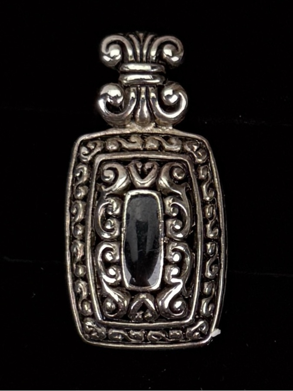 Vintage aged, Silvertone weighted pendant + Free 16” cord necklace
